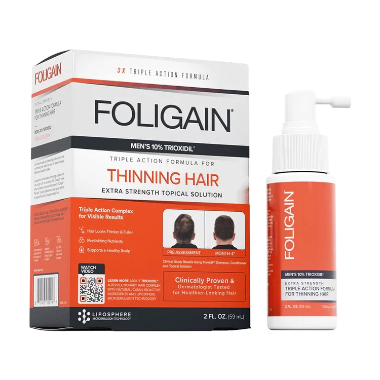 FOLIGAIN Triple Action Complete Formula For Thinning Hair For Men 10% Trioxidil (59 mL)