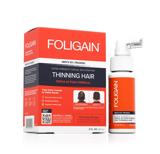 FOLIGAIN полная формула тройного действия для истончённых волос у мужчин с 10% триоксидилом (59 мл)