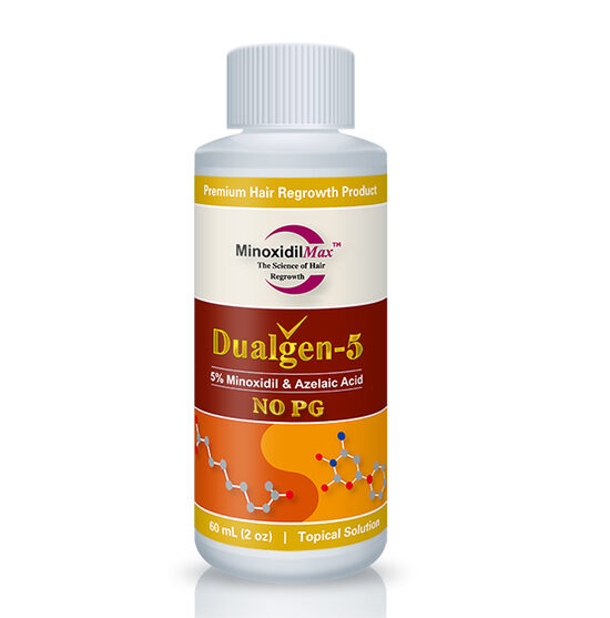 Dualgen-5 minoxidil 5% with azelaic acid 5% (propylene glycol free / 1 bottle with dropper) 