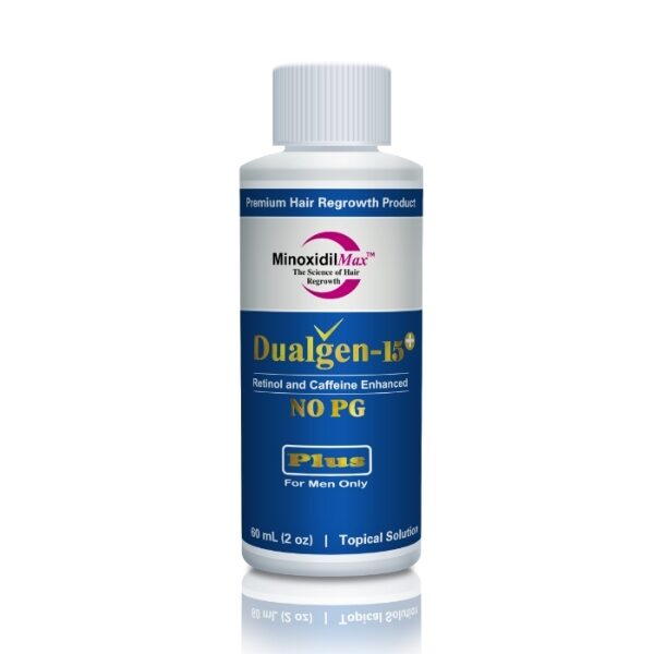 Dualgen-15 Plus minoksidils 15% ar azelaīnskābi 5% + finasterids 0.1% (bez propilēnglikola / 1 flakons ar pipeti)