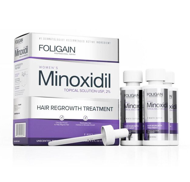 FOLIGAIN Minoxidil 2% for women (Set of 3 bottles + original pipette)