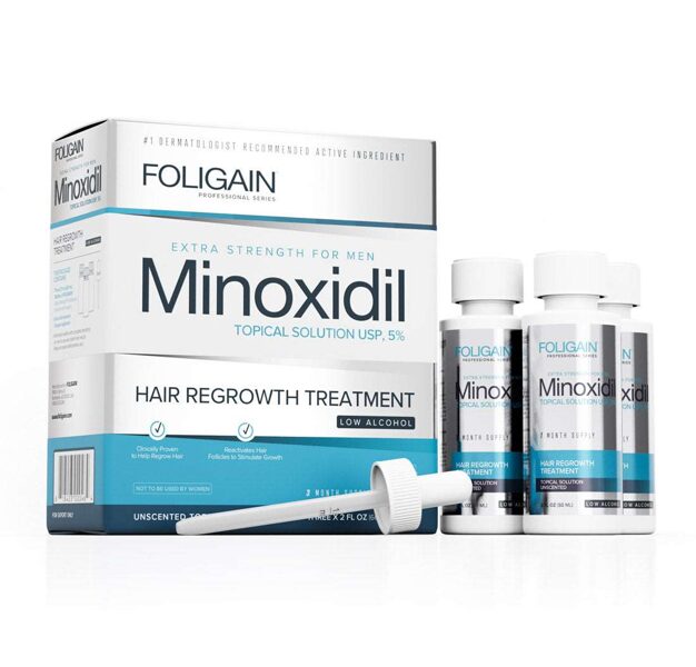 FOLIGAIN Миноксидил 5% (Low Alcohol) (Комплект 3 флакона + оригинальная пипетка) 