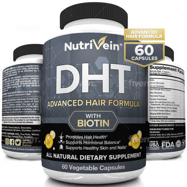 Uzlabota DHT matu formula ar biotīnu (60 kapsulas)